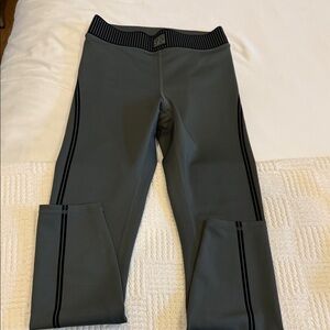 ALO Yoga Gray Leggings with Black Stripe Accents